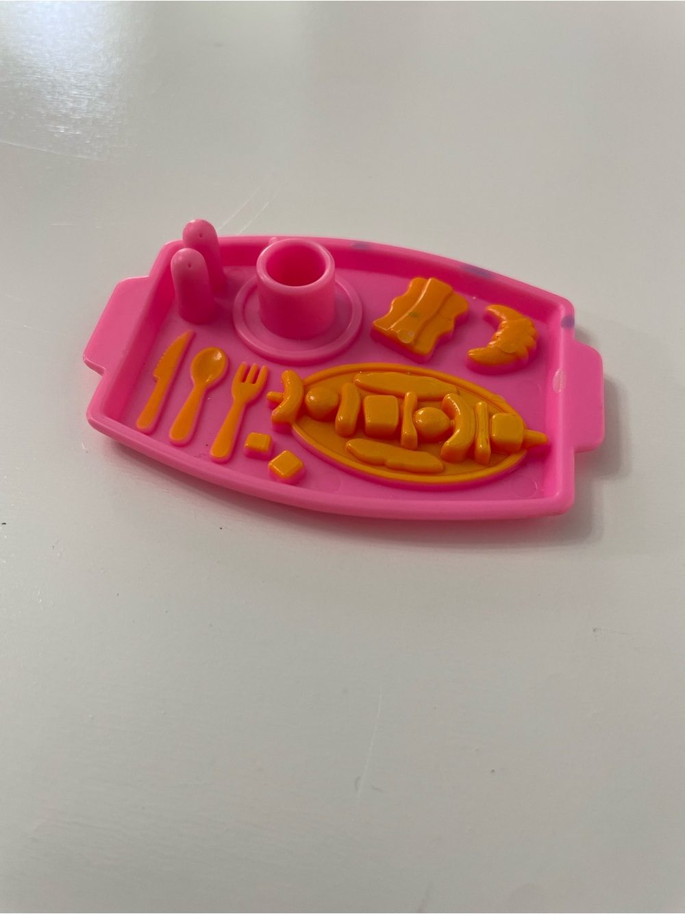 Mattel VTG Barbie Dollhouse Kitchenware Pink Food Tray Collectible Accessories